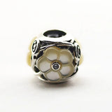 925 Silver Florals Flower Charm Beads Crystal DIY Bracelets