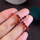 925 Silver Garnet Cross Pendant for Office Woman