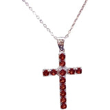 925 Silver Garnet Cross Pendant for Office Woman