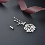 Sterling Silver Dandelion Brooch Glossy Pin Jewelry