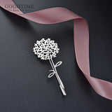 Sterling Silver Dandelion Brooch Glossy Pin Jewelry
