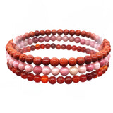 Carnelian Stone Bead Bracelet Set 3 pcs Women Girls Yoga Bangles 18-18.50 cm