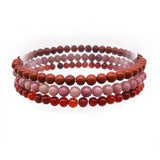 Carnelian Stone Bead Bracelet Set 3 pcs Women Girls Yoga Bangles 18-18.50 cm