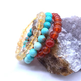 Stone Beads Bracelet Set - Citrines Carnelian Turquoises Drop
