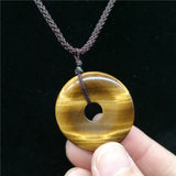 Stone Donut Pendant Yellow Tiger Eye Bead Pendant Circle DIY Necklace