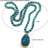 Druzy Drop Pendant Necklace Stone Lariat Necklaces for Women