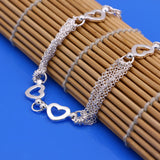 925 Silver Heart Bracelet for Women with Tassel - Lady Gift