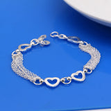 925 Silver Heart Bracelet for Women with Tassel - Lady Gift