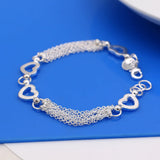 925 Silver Heart Bracelet for Women with Tassel - Lady Gift