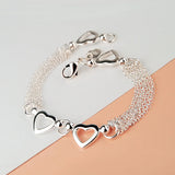 925 Silver Heart Bracelet for Women with Tassel - Lady Gift