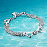 925 Silver Heart Bracelet for Women with Tassel - Lady Gift