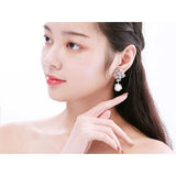CZ & Pearl Pendant Clip-On Earrings for Women