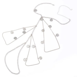 Female Silver Plated Chain Harness Thigh Chain Jewelry