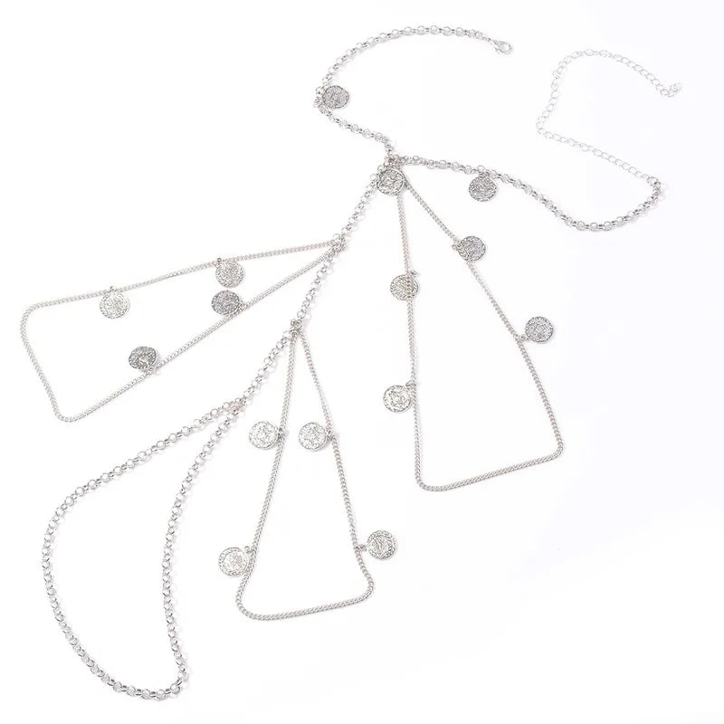 Female Silver Plated Chain Harness Thigh Chain Jewelry