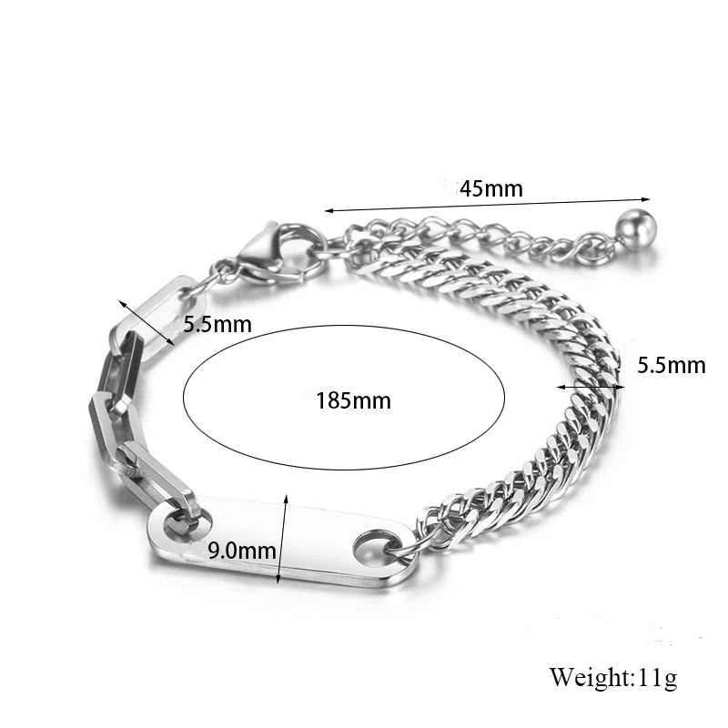 His Queen Her King Couple Bracelet in Titanium Steel
