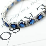Crystal Tennis Bangles Women Silver Round Cubic Zirconia Link Bracelets