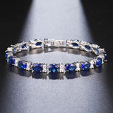 Crystal Tennis Bangles Women Silver Round Cubic Zirconia Link Bracelets