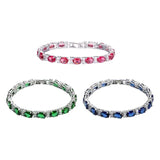 Crystal Tennis Bangles Women Silver Round Cubic Zirconia Link Bracelets