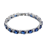Crystal Tennis Bangles Women Silver Round Cubic Zirconia Link Bracelets