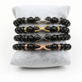 8mm Natural Stone Ball Weave Couple Bracelet