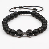 8mm Natural Stone Ball Weave Couple Bracelet