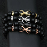 8mm Natural Stone Ball Weave Couple Bracelet