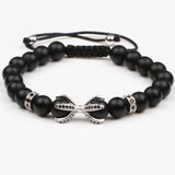 8mm Natural Stone Ball Weave Couple Bracelet