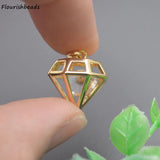 Nickel Plated Metal Charms Pendants Anti Fading CZ Pave Geometric Shape 20pc