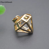Nickel Plated Metal Charms Pendants Anti Fading CZ Pave Geometric Shape 20pc