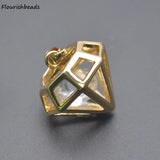 Nickel Plated Metal Charms Pendants Anti Fading CZ Pave Geometric Shape 20pc