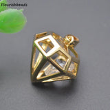 Nickel Plated Metal Charms Pendants Anti Fading CZ Pave Geometric Shape 20pc