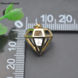 Nickel Plated Metal Charms Pendants Anti Fading CZ Pave Geometric Shape 20pc