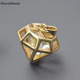 Nickel Plated Metal Charms Pendants Anti Fading CZ Pave Geometric Shape 20pc