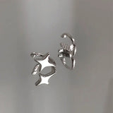 S925 Silver 4 Stars Women Clip Earrings Girl Earrings