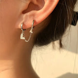 S925 Sterling Silver Double Hoop Earrings with Heart for Women