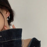 S925 Sterling Silver Double Hoop Earrings with Heart for Women
