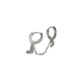 S925 Sterling Silver Double Hoop Earrings with Heart for Women