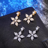 Zircon Snowflake Clip on Earrings for Women