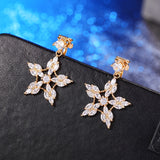 Zircon Snowflake Clip on Earrings for Women