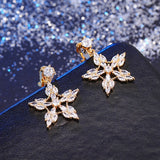 Zircon Snowflake Clip on Earrings for Women