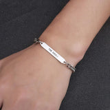 Boho Engraved Letter Geometric Chain Bracelet Stainless Steel