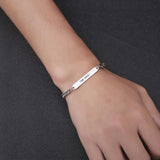 Boho Engraved Letter Geometric Chain Bracelet Stainless Steel