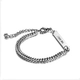 Boho Engraved Letter Geometric Chain Bracelet Stainless Steel