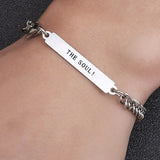 Boho Engraved Letter Geometric Chain Bracelet Stainless Steel