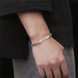 Boho Engraved Letter Geometric Chain Bracelet Stainless Steel