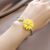 Sunflower Charms Open Bracelet for Women Adjustable Bangle Flower Daisy Wristban