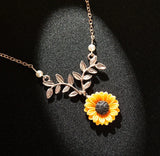 Sunflower Choker Pendant Necklace for Women Flower Pearl Pendant