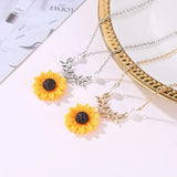 Sunflower Choker Pendant Necklace for Women Flower Pearl Pendant