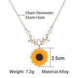 Sunflower Choker Pendant Necklace for Women Flower Pearl Pendant