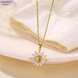 Sunflower Clavicle Necklace Choker Crystal Pendant Jewelry